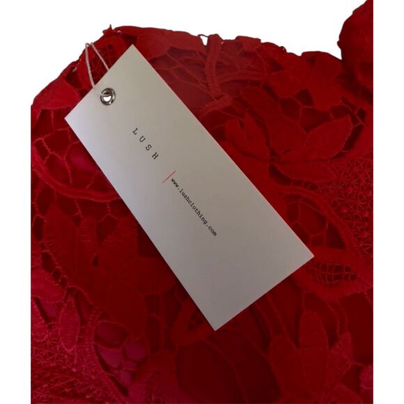 NWT LUSH WOMEN'S RED LACE CROP TOP - SIZE LARGE  ***Item: 0689 - Picture 4 of 5